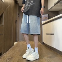 Q夏季新款星空纹牛仔短裤潮流百搭舒适透气美式宽松直筒