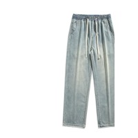Q夏季薄料牛仔裤宽松直筒版型竹节纹牛仔不易褶皱清爽透气
