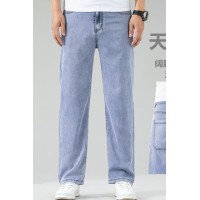Q天丝牛仔裤男夏季薄款潮牌直筒宽松男士冰丝阔腿夏天休闲长
