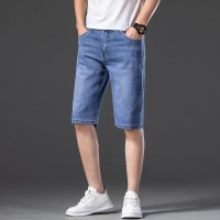 Q大码牛仔短裤男夏季薄款韩版宽松直筒男士休闲弹力五分中裤