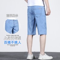 Q天丝牛仔五分裤2024男士短裤夏季时尚薄款莱赛尔宽松休闲中