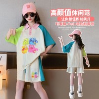 女童年新款洋气中大童休闲运动儿童夏装两件套