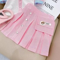 女童短袖套装两件套2024夏季新款儿童衣服夏款潮小女孩百褶裙夏装