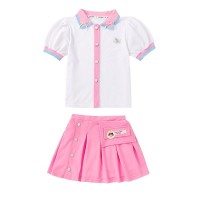 女童短袖套装两件套2024夏季新款儿童衣服夏款潮小女孩百褶裙夏装