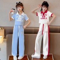 女童夏装套装2024新款洋气时髦套装中大童女孩时尚POIO领两件套潮