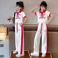 女童夏装套装2024新款洋气时髦套装中大童女孩时尚POIO领两件套潮