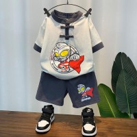 男童装套装2024夏季新款中小童洋气奥特曼短袖两件套潮流儿童衣服