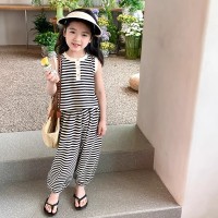 女童夏季条纹裤套装2024新款洋气休闲宝宝网红衣服儿童小童夏款潮