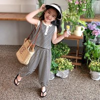 女童夏季条纹裤套装2024新款洋气休闲宝宝网红衣服儿童小童夏款潮