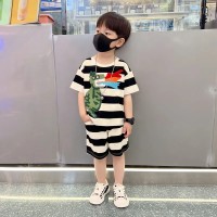 男童装小恐龙套装2024夏季新款上衣裤子两件套抖音男孩潮流夏装