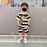 男童装小恐龙套装2024夏季新款上衣裤子两件套抖音男孩潮流夏装