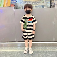 男童装小恐龙套装2024夏季新款上衣裤子两件套抖音男孩潮流夏装