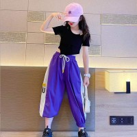 女童运动套装夏季2024红洋气中大童时髦炸街短袖儿童两件套