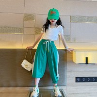 女童运动套装夏季2024红洋气中大童时髦炸街短袖儿童两件套
