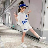 女童套装中大童2024夏季新款亲子洋气时尚简约字母数字两件套潮流