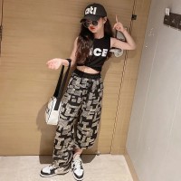 女童套装夏季2024新款儿童网红洋气童装小女孩炸街时髦无袖两件套