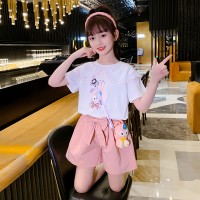 女童夏装套装2024新款时髦儿童网红洋气夏季大童短袖两件套衣服潮