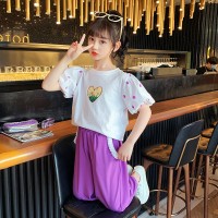 女童夏季套装2024新款韩版中大童时髦洋气小女孩休闲泡泡袖两件套
