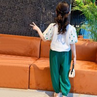 女童夏季套装2024新款韩版中大童时髦洋气小女孩休闲泡泡袖两件套
