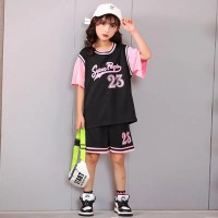 女童宽松运动篮球服新款夏季儿童女生两件套套装小众韩版短袖短裤