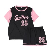 女童宽松运动篮球服新款夏季儿童女生两件套套装小众韩版短袖短裤