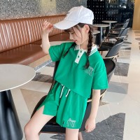 时尚绣花女童套装2024新款洋气中大童女孩夏季薄款运动两件套装潮