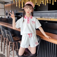 时尚绣花女童套装2024新款洋气中大童女孩夏季薄款运动两件套装潮