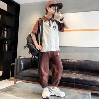 男童短袖T恤套装夏款2024新款大童洋气帅气夏季时髦男孩长裤夏装