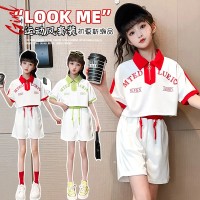 女童套装夏季薄款2024新款中大童洋气时髦休闲运动短袖短裤两件套