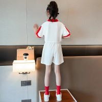 女童套装夏季薄款2024新款中大童洋气时髦休闲运动短袖短裤两件套