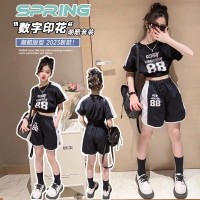 女童夏季套装2024新款中大童时髦短袖夏装儿童洋气短裤运动两件套