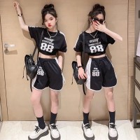 女童夏季套装2024新款中大童时髦短袖夏装儿童洋气短裤运动两件套