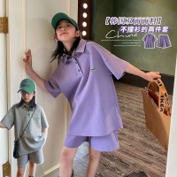 女童夏装套装2024新款时髦儿童休闲童装韩范女大童短袖短裤两件套
