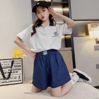 女童套装夏季2024新款洋气儿童休闲运动女大童Polo短袖两件套夏装