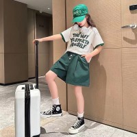 女童夏季套装2024新款洋气儿童时髦短袖休闲童装夏装短裤两件套夏