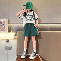 女童夏季套装2024新款洋气儿童时髦短袖休闲童装夏装短裤两件套夏