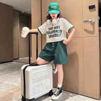 女童夏季套装2024新款洋气儿童时髦短袖休闲童装夏装短裤两件套夏