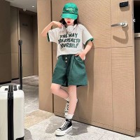 女童夏季套装2024新款洋气儿童时髦短袖休闲童装夏装短裤两件套夏