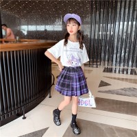 女童套装夏季网红学院风炸街童装洋气少女学生霸气百褶裙两件套