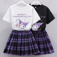 女童套装夏季网红学院风炸街童装洋气少女学生霸气百褶裙两件套