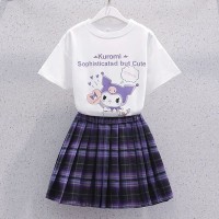 女童套装夏季网红学院风炸街童装洋气少女学生霸气百褶裙两件套