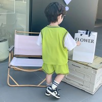 男童夏季套装2024新款儿童短袖两件装中小童男孩运动痞帅篮球服潮