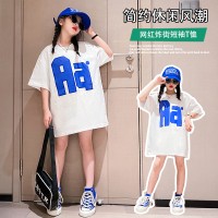 女童短袖t恤裙中长款2024夏季新款儿童女夏季童装大T裙子大码宽松