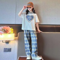 含棉）女童夏装短袖套装2024新款洋气中大童装女孩夏季休闲两件套