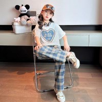 含棉）女童夏装短袖套装2024新款洋气中大童装女孩夏季休闲两件套