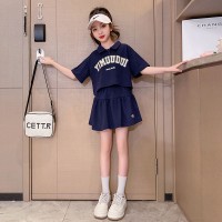 女童洋气套装裙夏装2024新款时髦儿童夏款POLO领短袖两件套裙装女