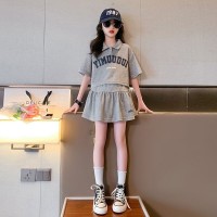 女童洋气套装裙夏装2024新款时髦儿童夏款POLO领短袖两件套裙装女