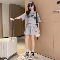 女童洋气套装裙夏装2024新款时髦儿童夏款POLO领短袖两件套裙装女