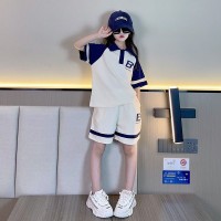 女童套装夏装2024新款洋气女孩短袖polo衫大童夏季短裤时髦两件套