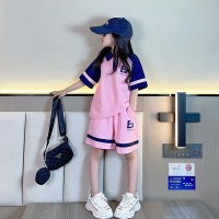 女童套装夏装2024新款洋气女孩短袖polo衫大童夏季短裤时髦两件套
